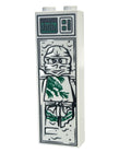 White rectangular Green Ninja in Carbonite (1x2x5 Brick) with detailed black and green printed design showing a ninja figure encased in a carbonite-style block.