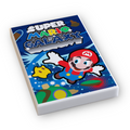 Super Brickio Galaxy Video Game Cover (2x3 Tile) featuring a colorful custom printed tile with a detailed design of a space-themed Mario character and celestial elements.
