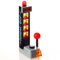 Detailed miniature LEGO strongman amusement park game with colorful lights and a high score display, crafted by B3 Customs, named Ragna-Bop - B3 Customs Strongman Amusement Park Game.
