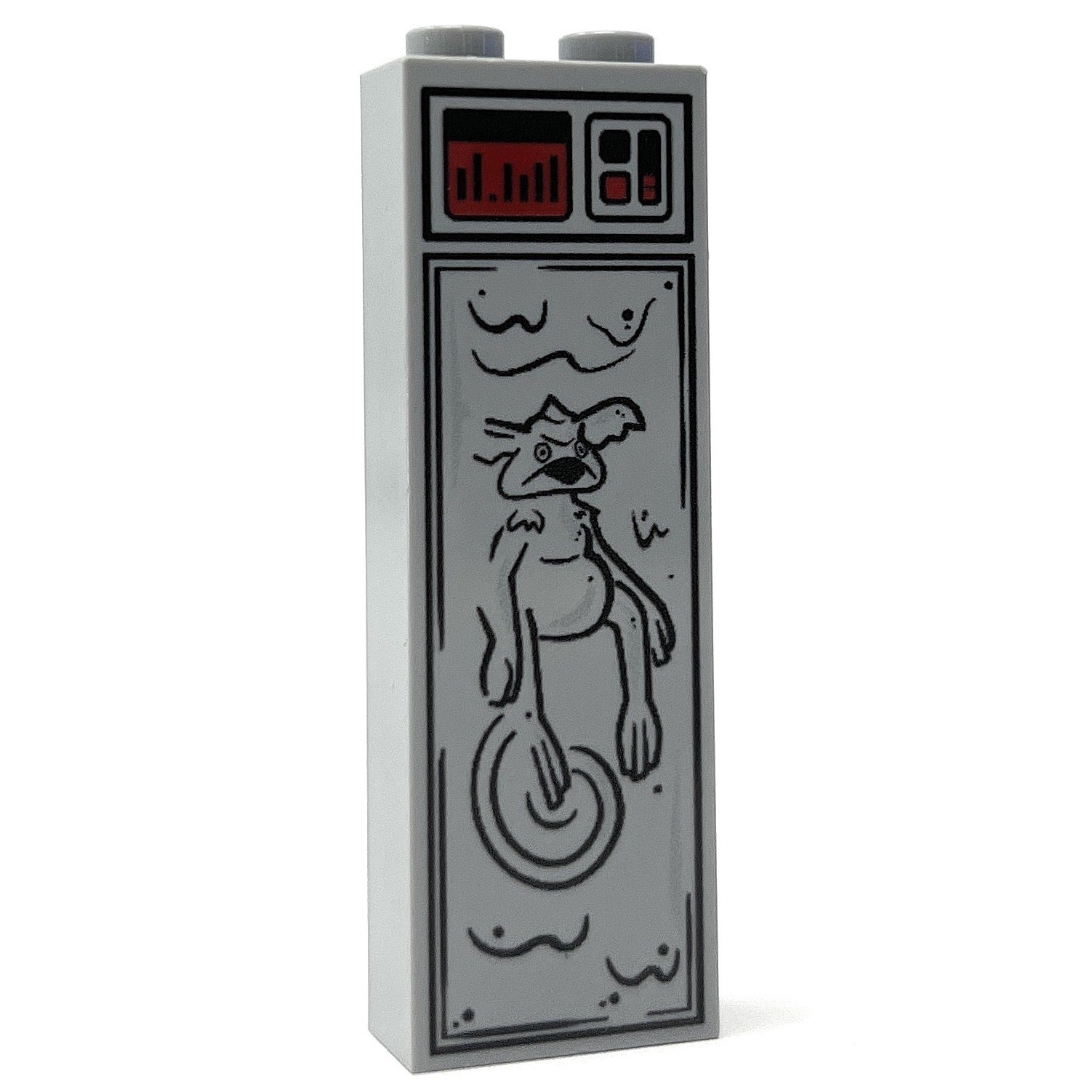Salacious Crumb encased in carbonite depicted on a custom 1x2x5 brick with detailed printed graphics, part of Salacious Crumb in Carbonite (1x2x5 Brick) - B3 Customs.