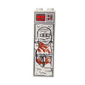 Red Ninja in Carbonite (1x2x5 Brick) featuring a detailed custom print of a ninja figure encased in carbonite with red and black accents on a white brick.