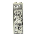 White Ninja in Carbonite (1x2x5 Brick) featuring a detailed monochrome print of a ninja figure trapped in carbonite, resembling a custom minifigure design with control panel graphics.