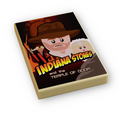 LEGO tile featuring custom printed movie poster design of Indiana Stones, Temple of Doom Movie Cover (2x3 Tile) made using LEGO part by B3 Customs, showcasing brick moc style characters.