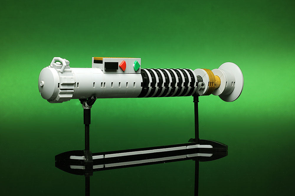 Luke Skywalker ROTJ Lightsaber w/ Stand - Custom MOC made with LEGO bricks by B3 Customs, detailed replica featuring authentic colors and intricate brick construction.