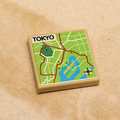 B3 Customs® Tokyo, Japan Map (2x2 Tile) showing a detailed, colorful miniature city map tile with streets, parks, and waterways in bright green, blue, and red tones.