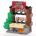 Saloon Shooter Arcade Game made using LEGO parts by B3 Customs, featuring a mini LEGO shooting gallery with spinning targets and western-themed design for minifigures.
