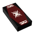 Red Ace Sabacc Card Custom Printed 1x2 Tile made using LEGO part - B3 Customs featuring a weathered red design with star emblem, perfect for custom LEGO printing and brick MOCs.