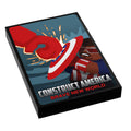 Construct America: Brave New World Movie Cover (2x3 Tile) made using LEGO part - B3 Customs features a dynamic LEGO-style artwork of a superhero blocking a powerful punch with a shield.