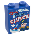 Red, White & Blue Capt. Clutch Cereal (1 x 2 x 2 Brick) by B3 Customs features a custom blue LEGO brick designed as a patriotic cereal box with stars, stripes, and a captain character.