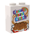 Cinnamon Toast Clutch Cereal Custom Printed 1x2x2 Brick made using LEGO part featuring colorful cereal box artwork by B3 Customs, ideal for custom minifigures and brick mocs.