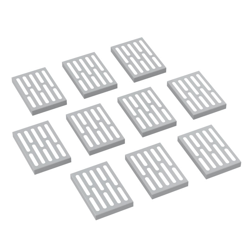 Set of ten gray rectangular light panels with linear cutout patterns designed to resemble space-themed LEGO parts from Light Panels Pack (Space, SW) made using LEGO parts - B3 Customs.