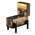 The One Ring, LOTR Pinball Arcade Machine Building Set made using LEGO parts featuring themed artwork and a digital scoreboard in a compact pinball design.
