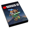 Custom LEGO SW III: Clone Wars Video Game Cover (2x3 Tile) made using LEGO part - B3 Customs featuring brick mocs of Jedi characters with lightsabers in an action pose on a stylized game cover.