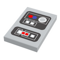 Control Panel #1 for Star Wars/Space (2x3 Tile) - B3 Customs using LEGO parts, featuring detailed custom printed tiles with red, blue, and gray control panel designs for brick mocs.