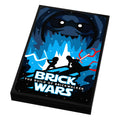 Custom printed tile featuring stylized silhouettes battling under a dark menacing figure with glowing eyes, designed by B3 Customs for Brick Wars: Build of Brickwalker (EP. 9) Movie Tile Cover (2x3 Tile).