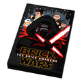 Illustrated cover featuring custom Lego-style characters inspired by a popular space saga, including a hooded figure with a red crossguard lightsaber and supporting figures, on the Brick Wars: Brick Awakens (EP. 7) Movie Tile Cover (2x3 Tile).