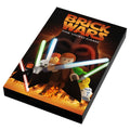 Custom LEGO SW: Original Video Game Cover (2x3 Tile) made using LEGO part - B3 Customs featuring custom printed tiles with a LEGO-style video game cover inspired by classic sci-fi adventure characters wielding lightsabers.