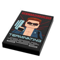 Terminating Movie Cover (2x3 Tile) made using LEGO parts featuring a custom-printed design inspired by a classic sci-fi action character with sunglasses and a weapon.