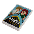 Titanic Movie Cover (2x3 Tile) made using LEGO parts - B3 Customs showing a LEGO-style illustration of two characters on a ship bow with a blue background by B3 Customs.