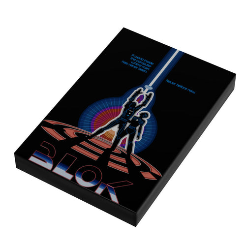 BLOK Movie Cover (2x3 Tile) - B3 Customs features a custom LEGO movie poster design with a futuristic figure holding a glowing sword, highlighting unique custom printed tiles by B3 Customs.
