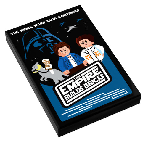 Brick Wars: The Empire Builds Back Movie Tile Cover (2x3 Tile) - B3 Customs features custom printed LEGO-style characters and iconic design inspired by a classic space saga.