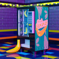 Fresh Bananas - B3 Customs Fruit Vending Machine made using LEGO parts, featuring a colorful banana-themed design and detailed coin slot, displayed on a vibrant surface by B3 Customs.