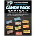 Box packaging for Candy Pack (Series 3) made from LEGO parts - B3 Customs, showcasing 10 custom printed LEGO tiles inspired by popular candy brands, created by B3 Customs.