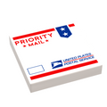 Priority Mail Package, United Plates of America (2x2 Tile) made using LEGO parts - B3 Customs featuring a LEGO tile printed to resemble a USPS Priority Mail envelope with red, white, and blue colors.
